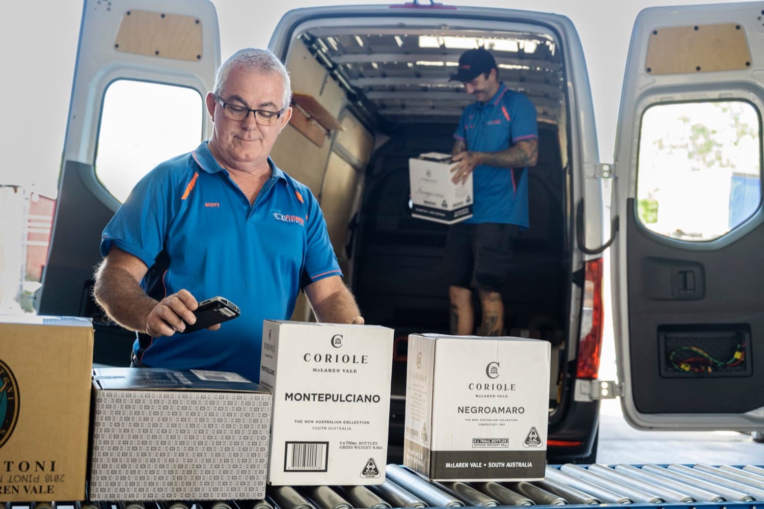 Wine freight being loaded for transport